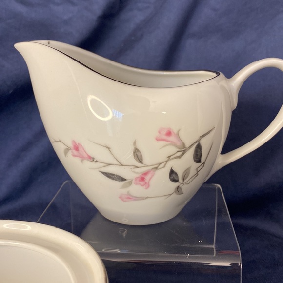 Vintage Cherry Blossom Fine 1067 ~ Cream & Sugar Bowl w/ Lid. ~ Japan - Picture 5 of 12